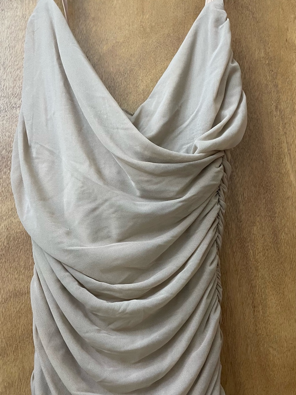 SHEIN Nude Ruched Strapless Cowl Midi Dress - Picture 3 of 6